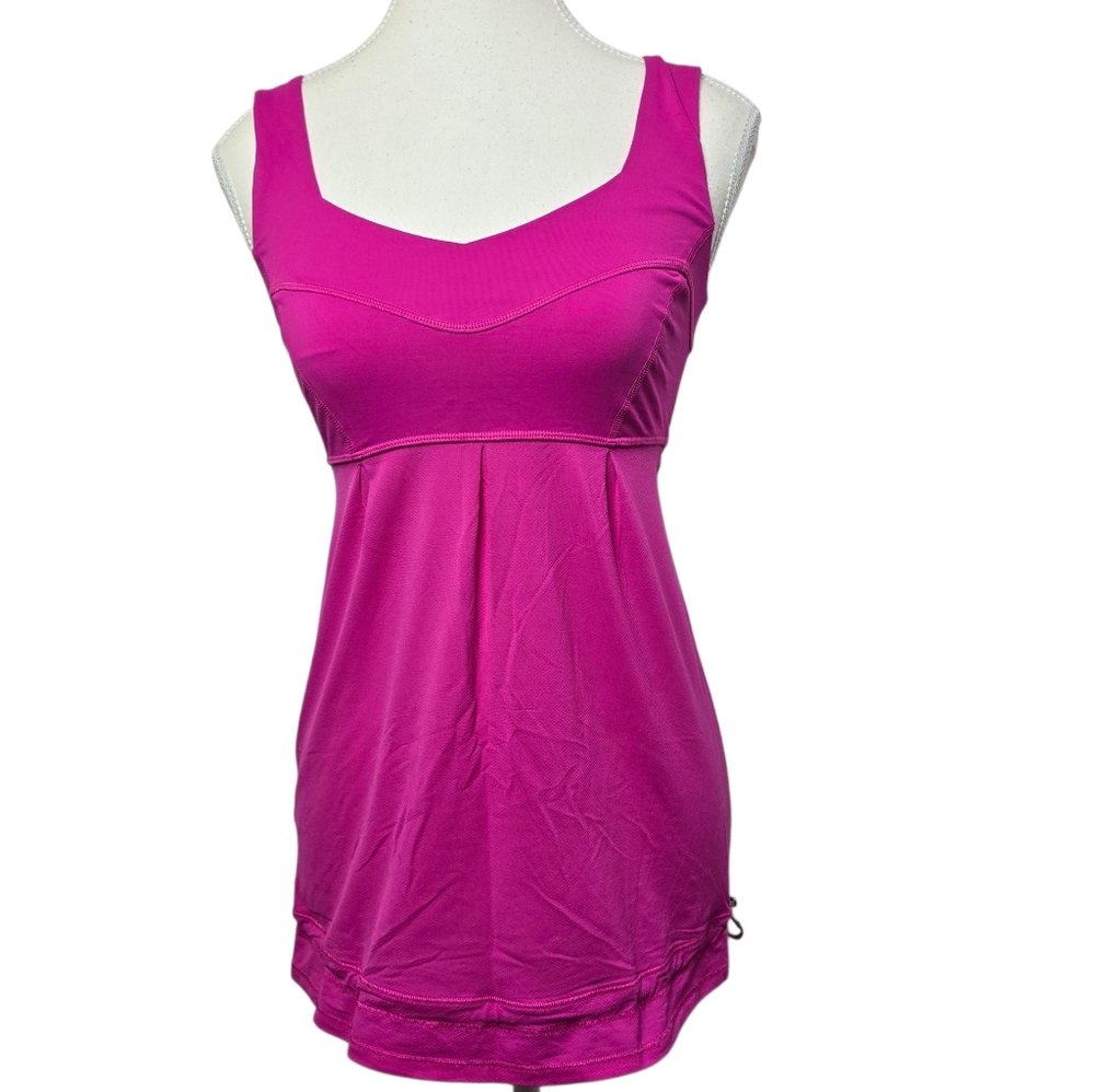 Lululemon Tame Me Tank Top Pink Sz 4 Adjustable Hem Athleisure Activewear Yoga
